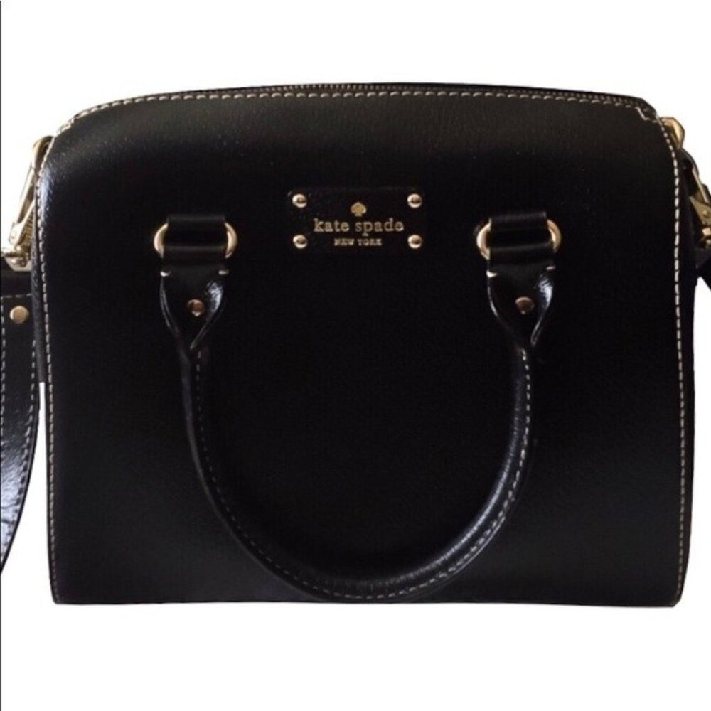 Kate Spade Alessa Black Leather Shoulder Bag Purse - Picture 2 of 14
